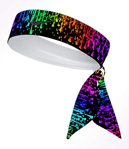 Custom Multi. Color Droplets Black Dri-Fit Head Tie Headband.