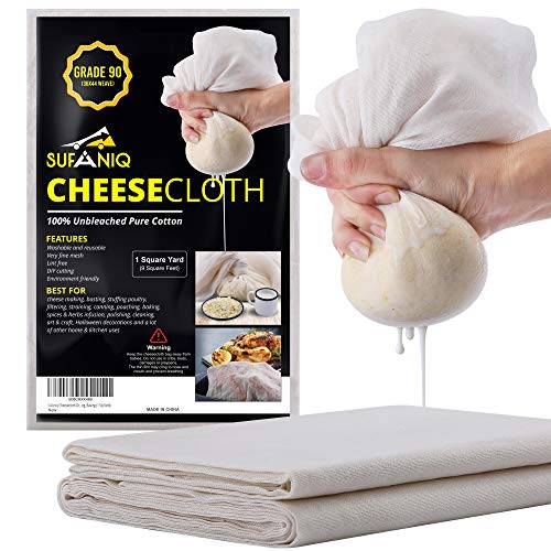 Sufaniq Cheesecloth Grade 90-9 Square Feet Unbleached 100% Cotton.