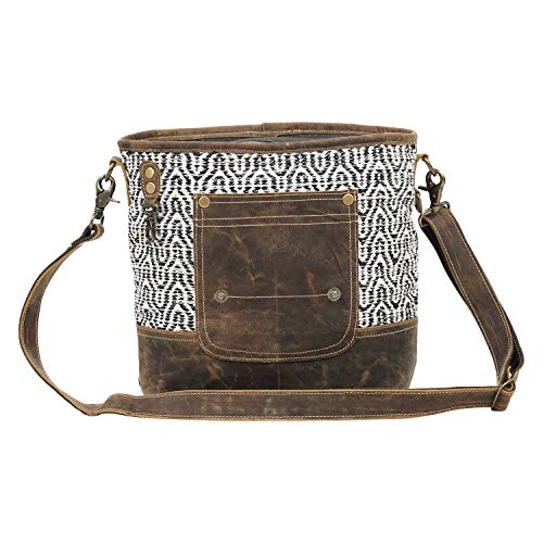 Myra Bag Burnt Sienna Upcycled Canvas Cotton Leather Shoulder Bag sale.