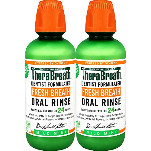 TheraBreath Fresh Breath Oral Rinse, Mild Mint, 16oz Bottle.