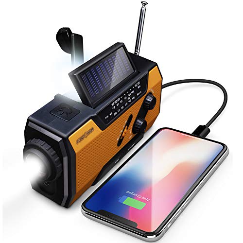 FosPower Emergency Solar Hand Crank Portable Radio.