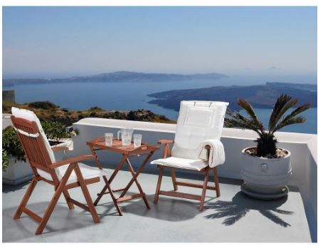 (Beige) Patio set - Garden set - Acacia wood - Table and two chairs.